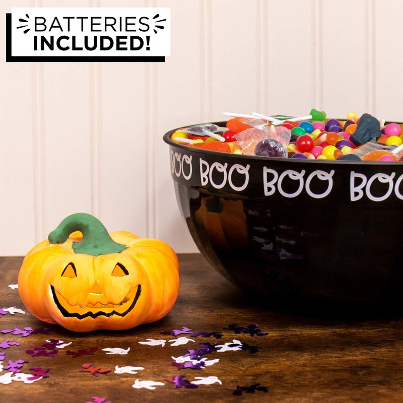 Creative Roots Horizon Group USA Paint Your Own Ceramic Pumpkin, Mini LED Light Up Pumpkin, 3 Acrylic Paint Pots, Mini Paintbrush - Image 3